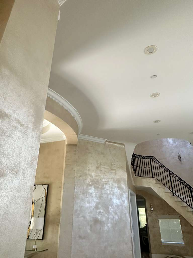 Custom ceiling and venetian plaster walls
