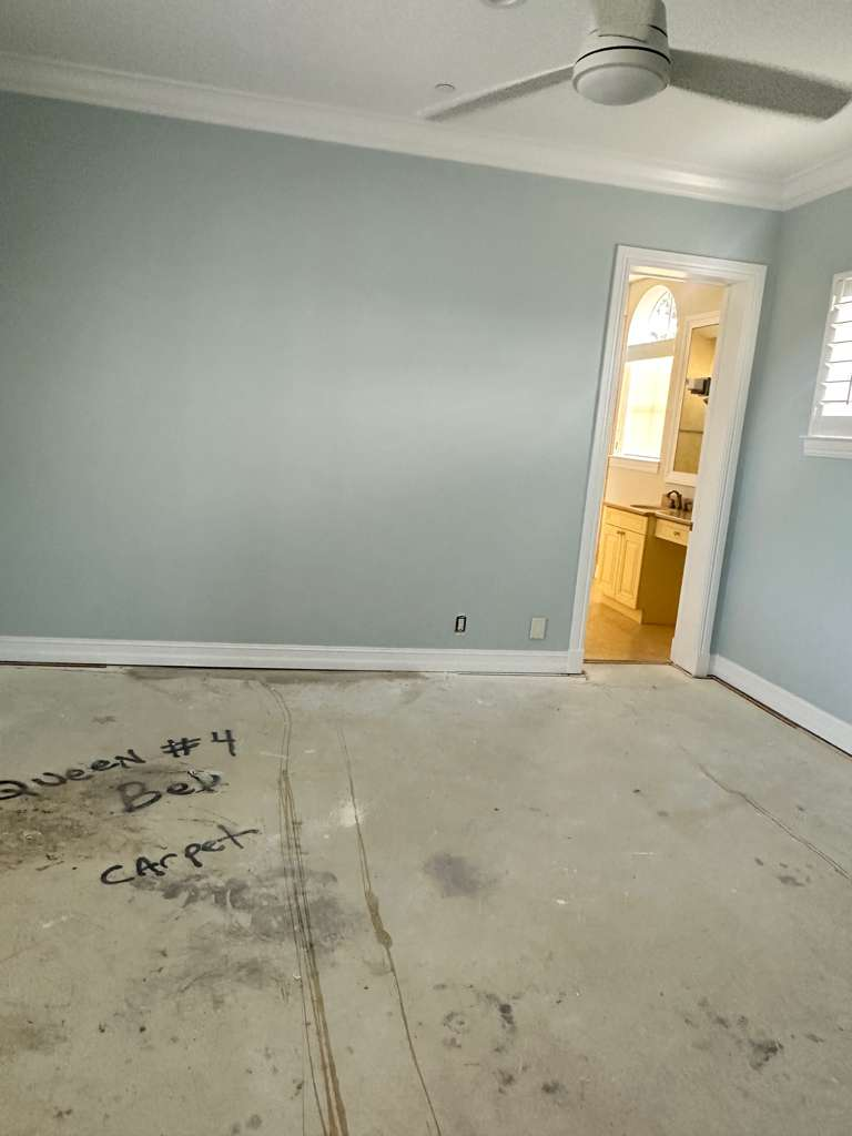 Bedroom prepped for new flooring install